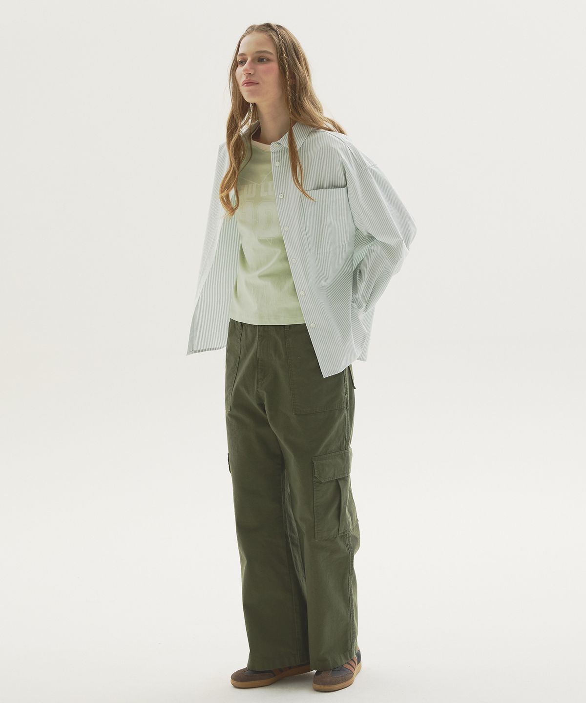 뉴루키(NEW LOOKY) Loose fit shirt_ Light green
