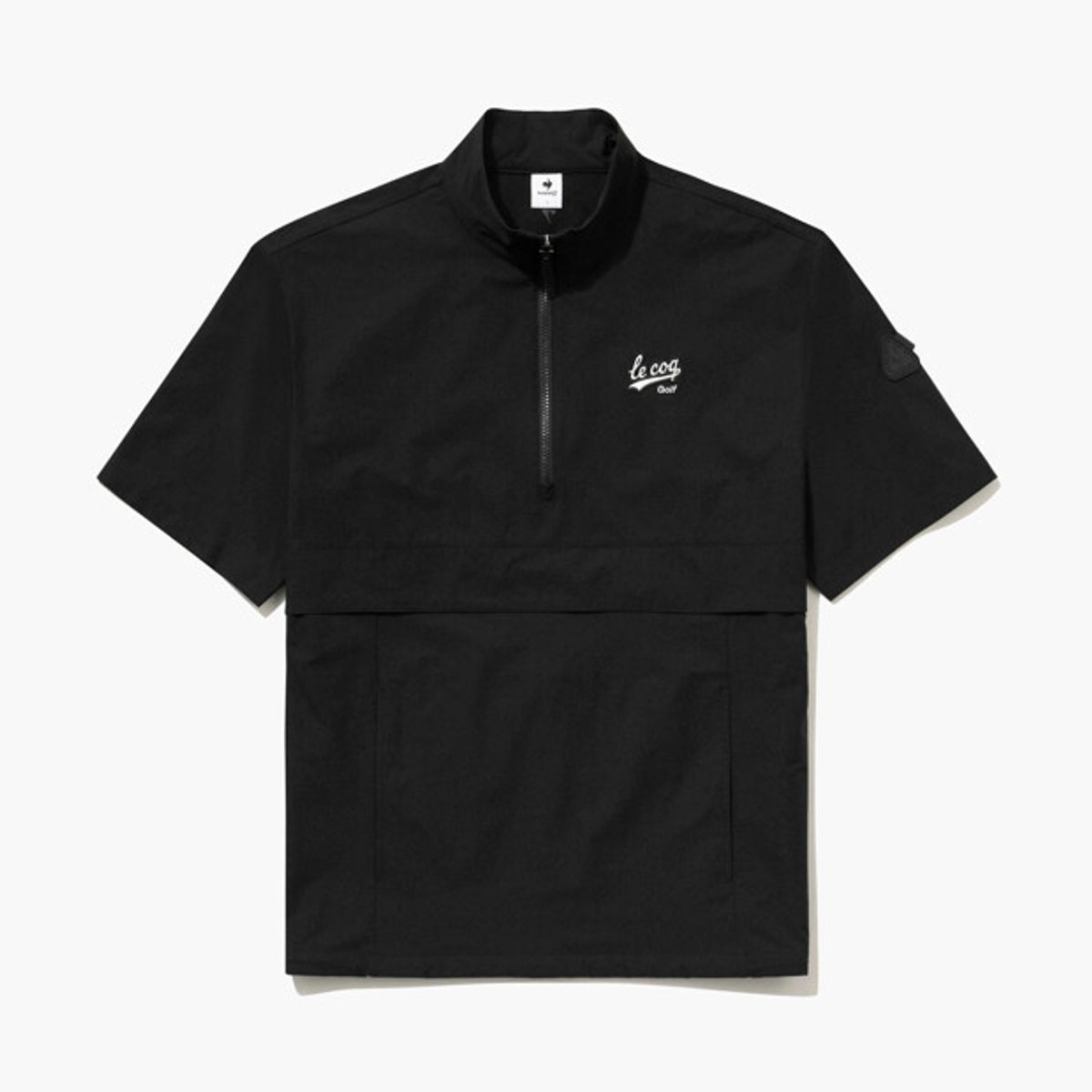 르꼬끄 골프(LECOQ GOLF) 남성 우븐 반집업 반팔 아노락 _BLCK GR121MBL31
