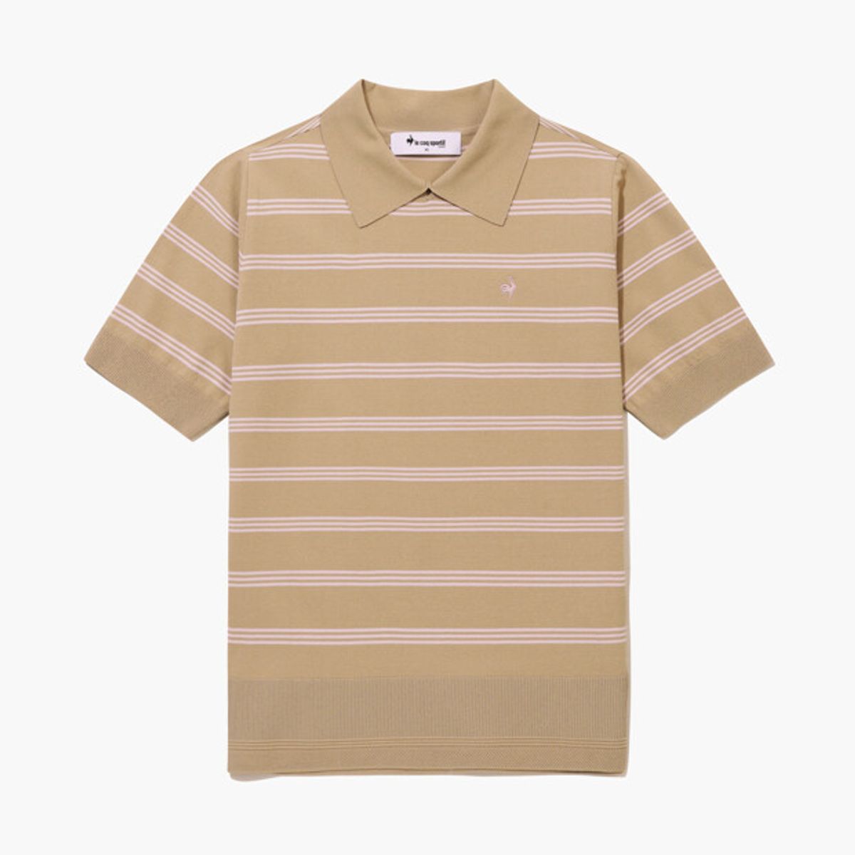 르꼬끄 골프(LECOQ GOLF) 여성 스트라이프 카라 반팔 스웨터 _BEGE GR122LKP31