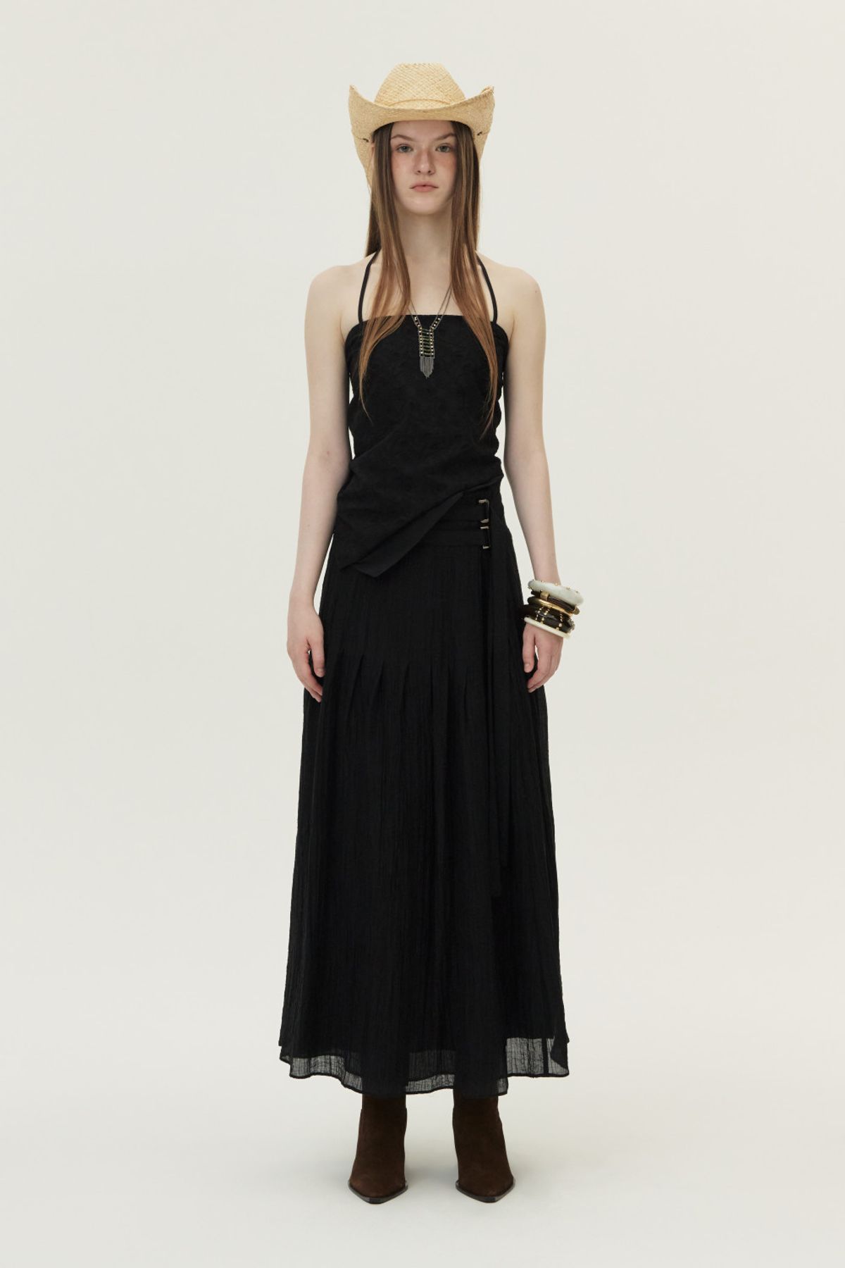 쿠메(KUMÉ) Paisley Lace Scarf Top, Black