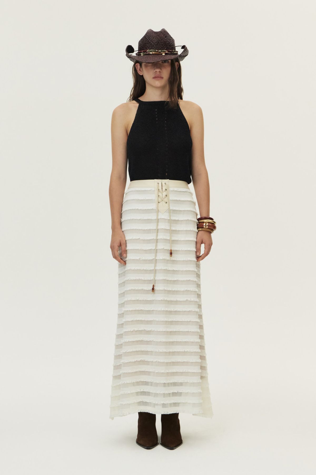 쿠메(KUMÉ) Loosely Knitted Halter Knit Top, Black