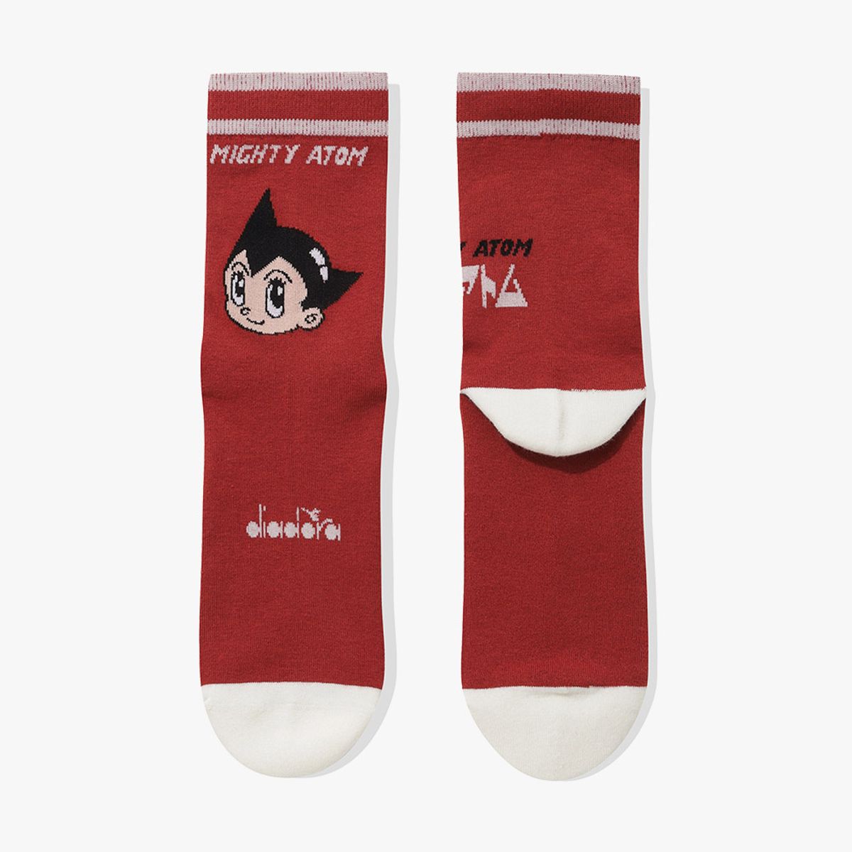 디아도라(diadora) 아톰 배색 크루 삭스 RED