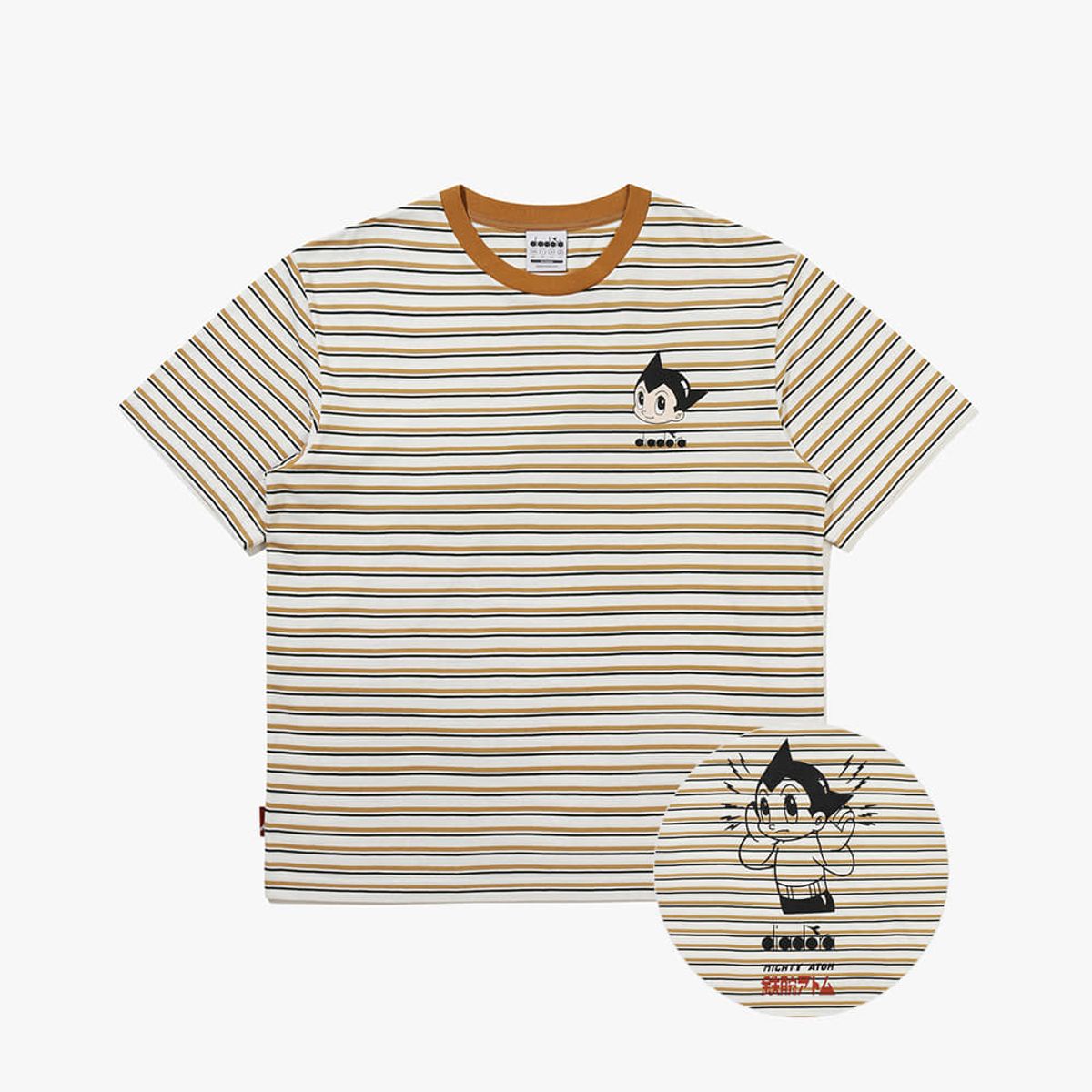 디아도라(diadora) 아톰 스트라이프 반팔 티셔츠 BEIGE
