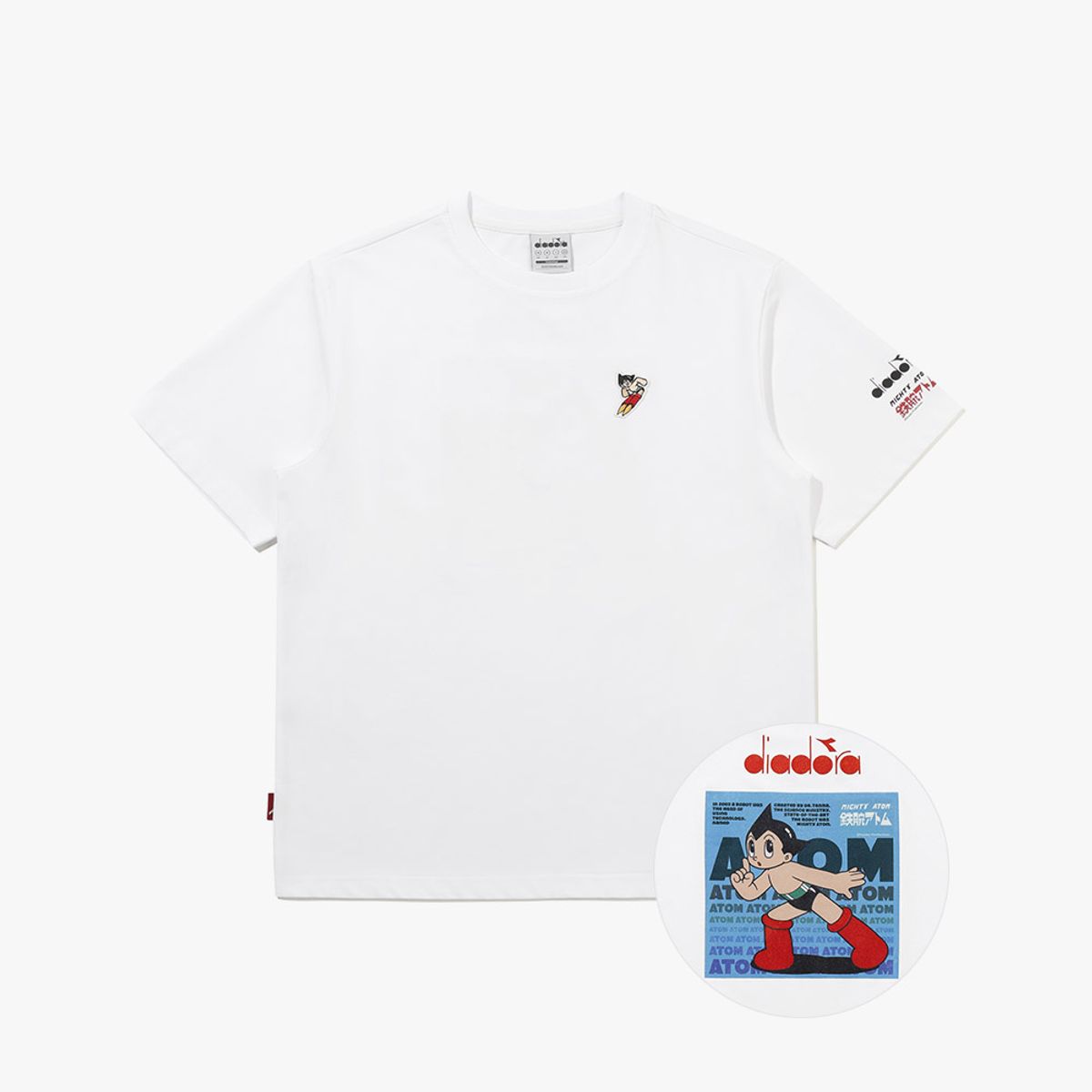 디아도라(diadora) 아톰 스몰 로고 반팔 티셔츠 WHITE