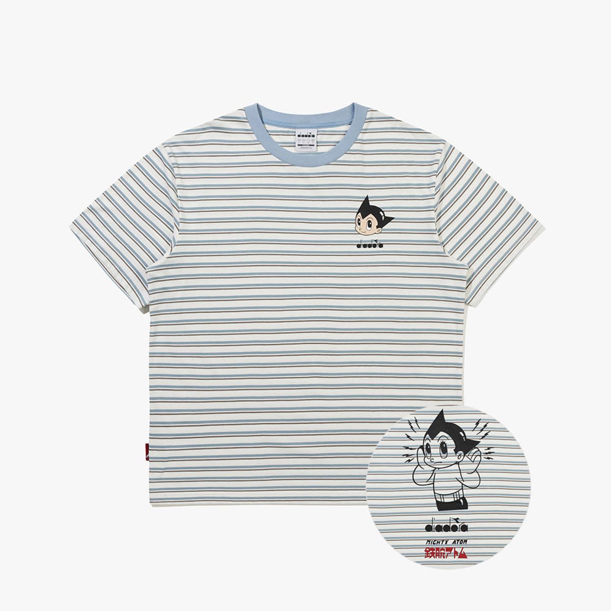 디아도라(diadora) 아톰 스트라이프 반팔 티셔츠 BLUE