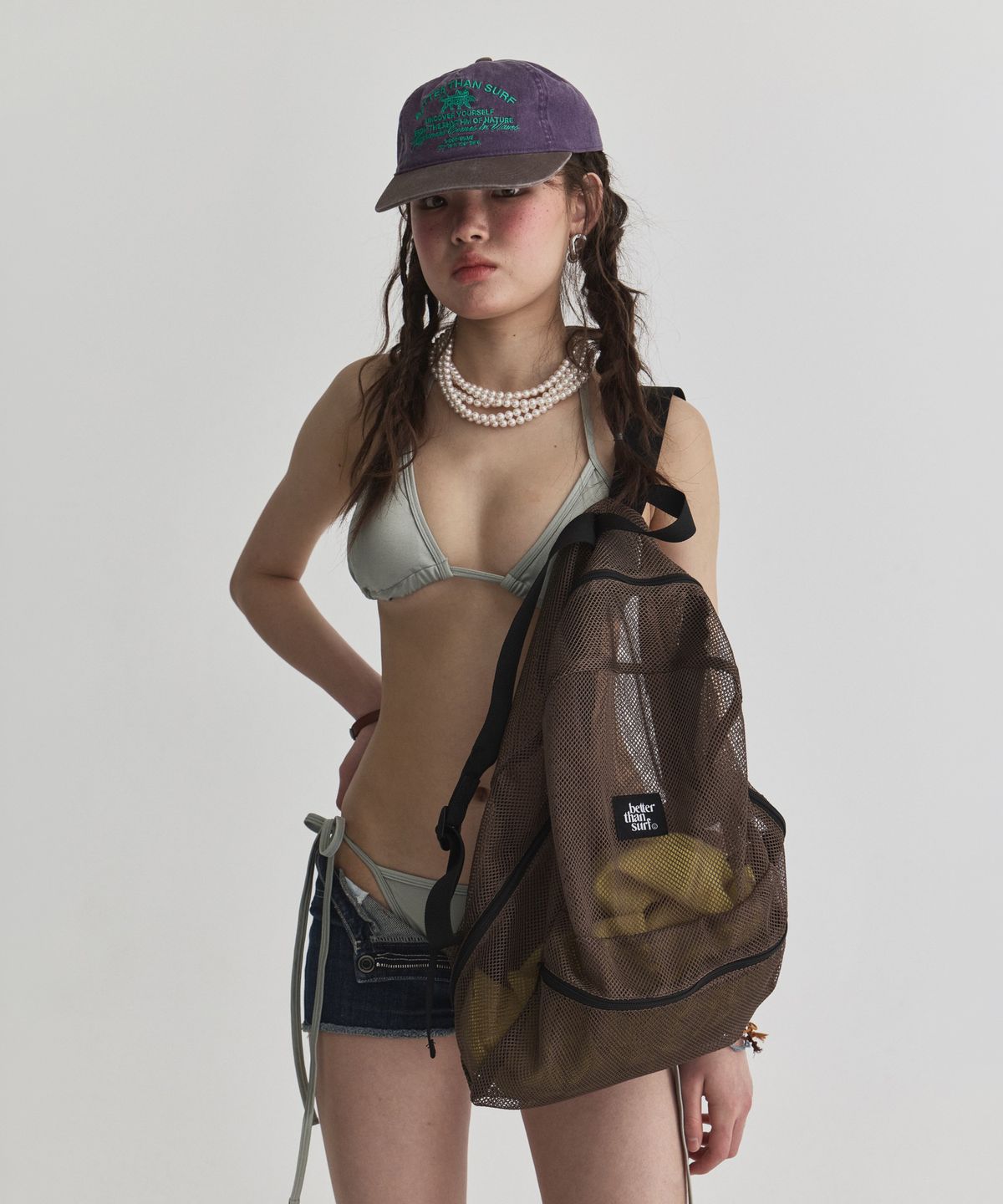 배러댄서프(BETTER THAN SURF) MESH BACKPACK - BROWN