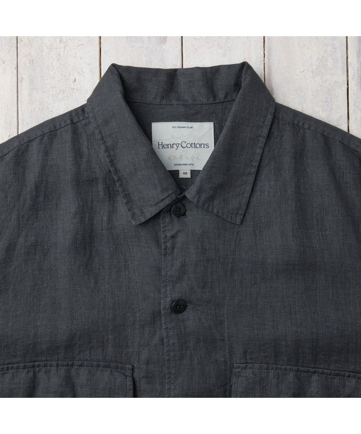 헨리코튼(HENRY COTTONS) [Fly Fishing Club] Linen Utility Shirt AZSAM26240NYD
