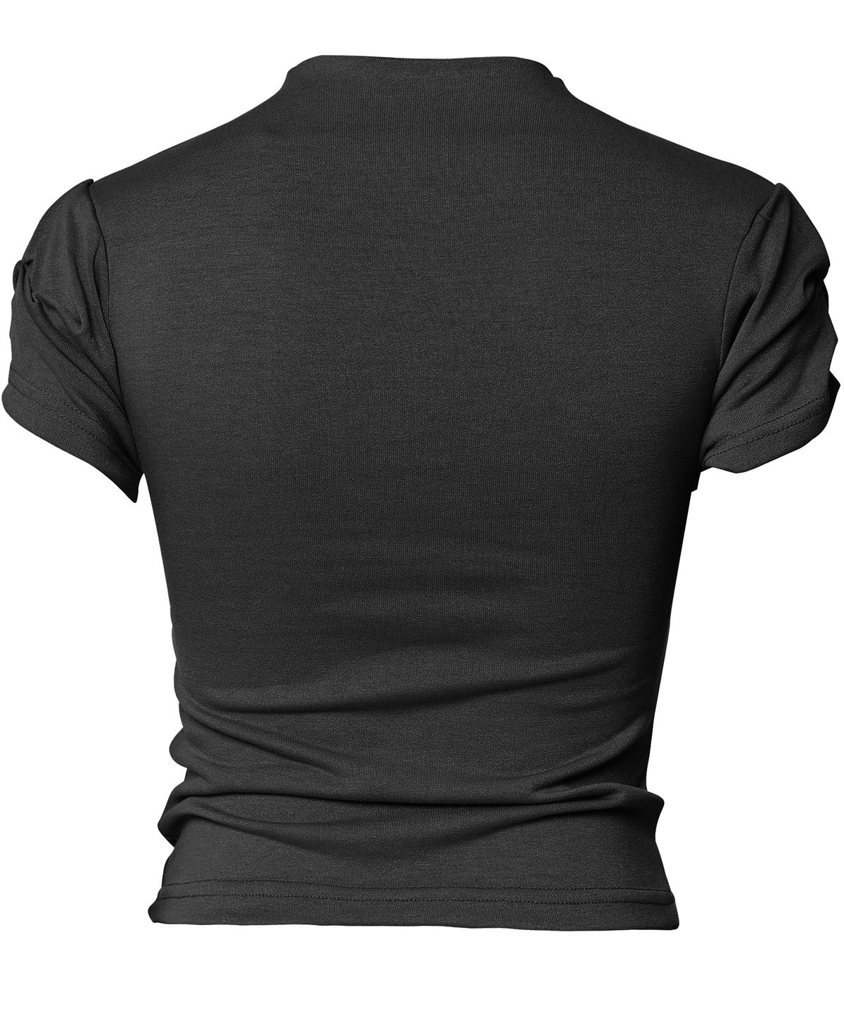 플레어업(FLAREUP) Asymmetrical Draped Mock Neck T-Shirt (FL-126_Black)