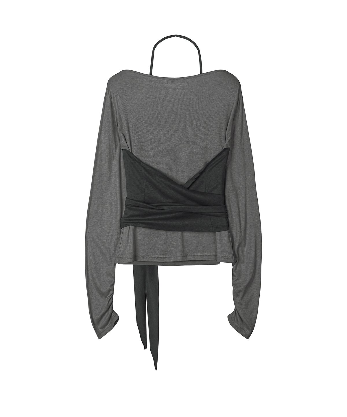 세컨모놀로그(SECONDMONO) W.(SET)Tie Detail Layered Set Top [DGRAY]_SEWTS025DGRAY