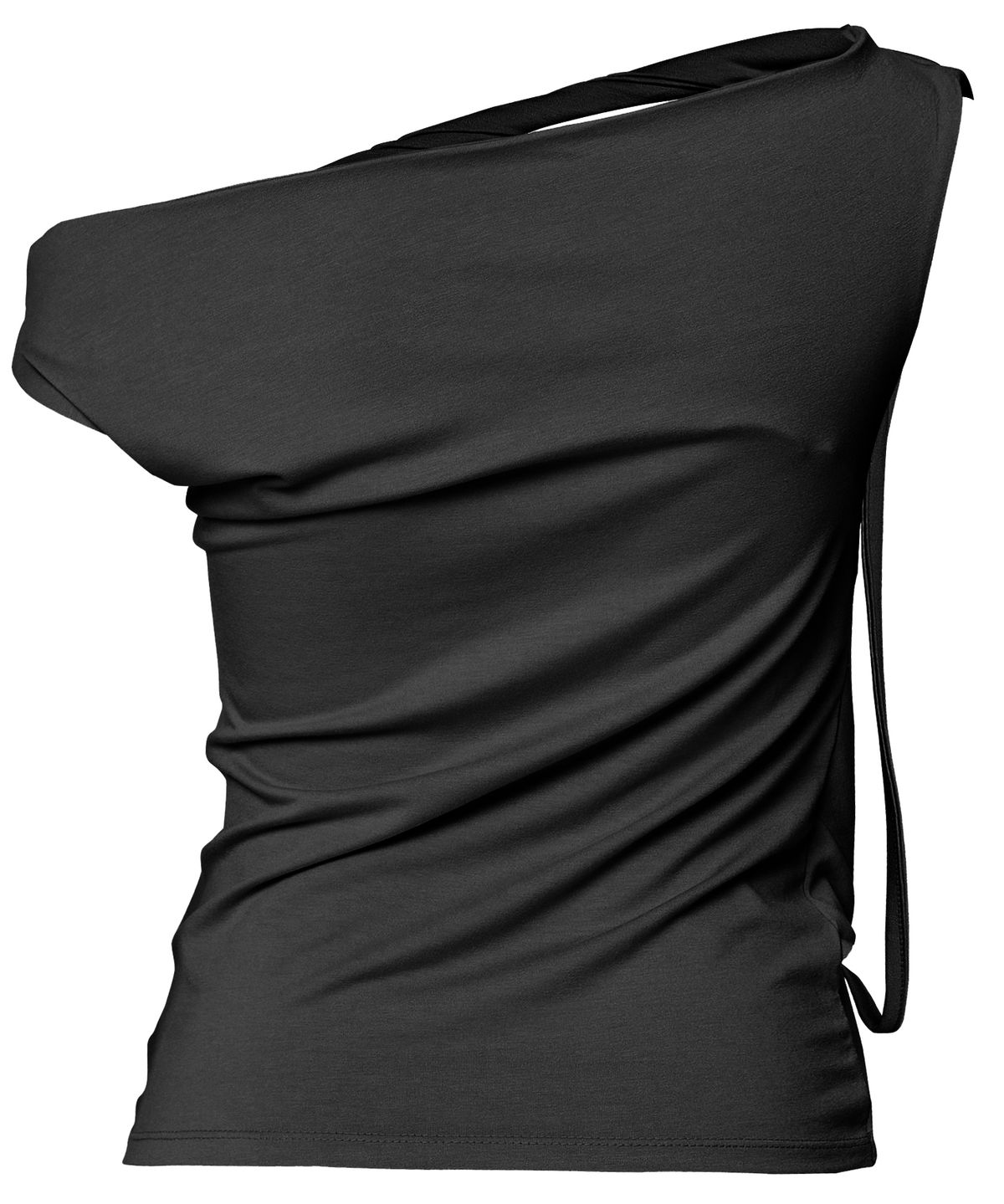 플레어업(FLAREUP) Braided Drape One-Shoulder Top (FL-140_Black)