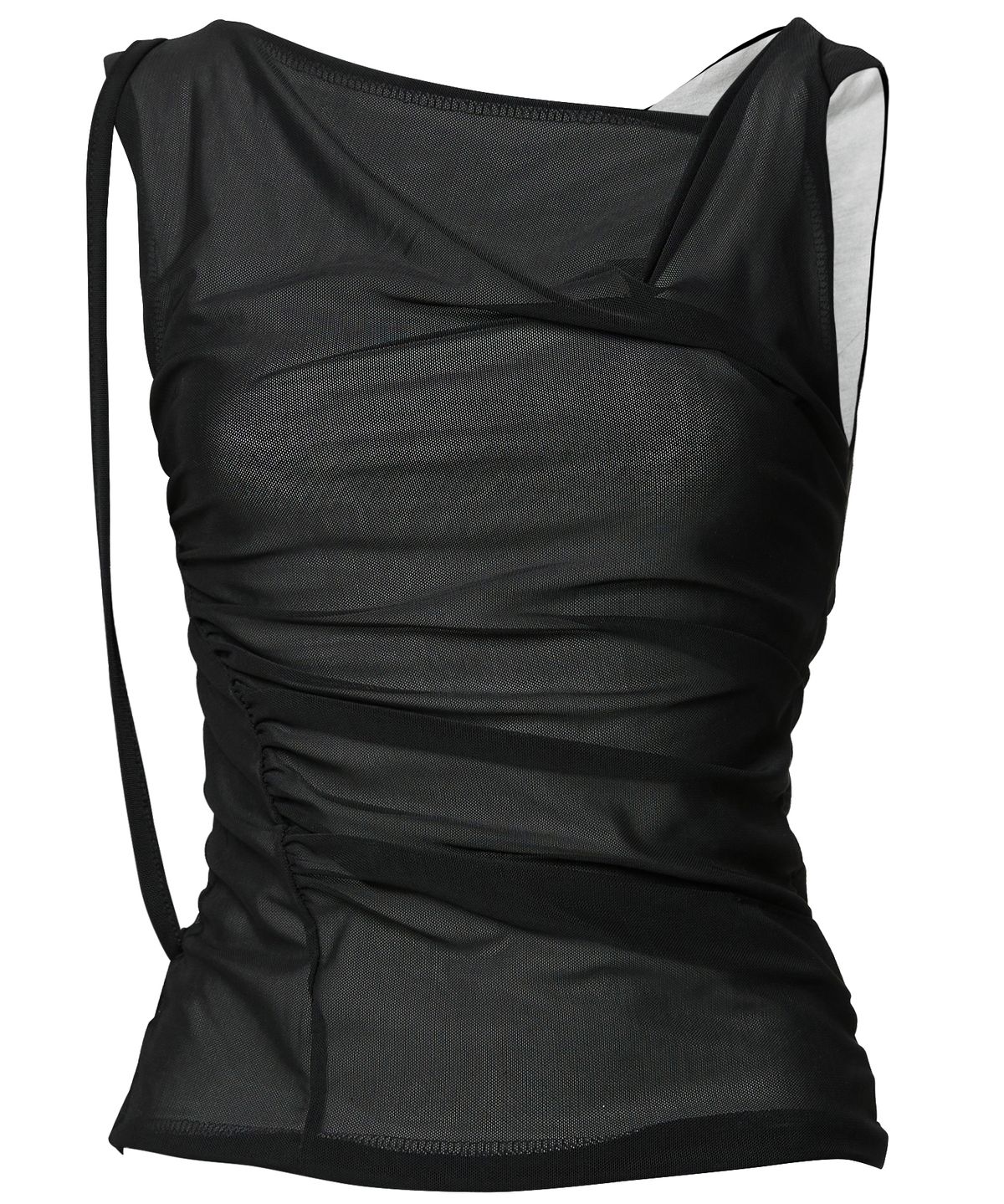 플레어업(FLAREUP) Draped Mesh Layered Sleeveless (FL-116_Black)