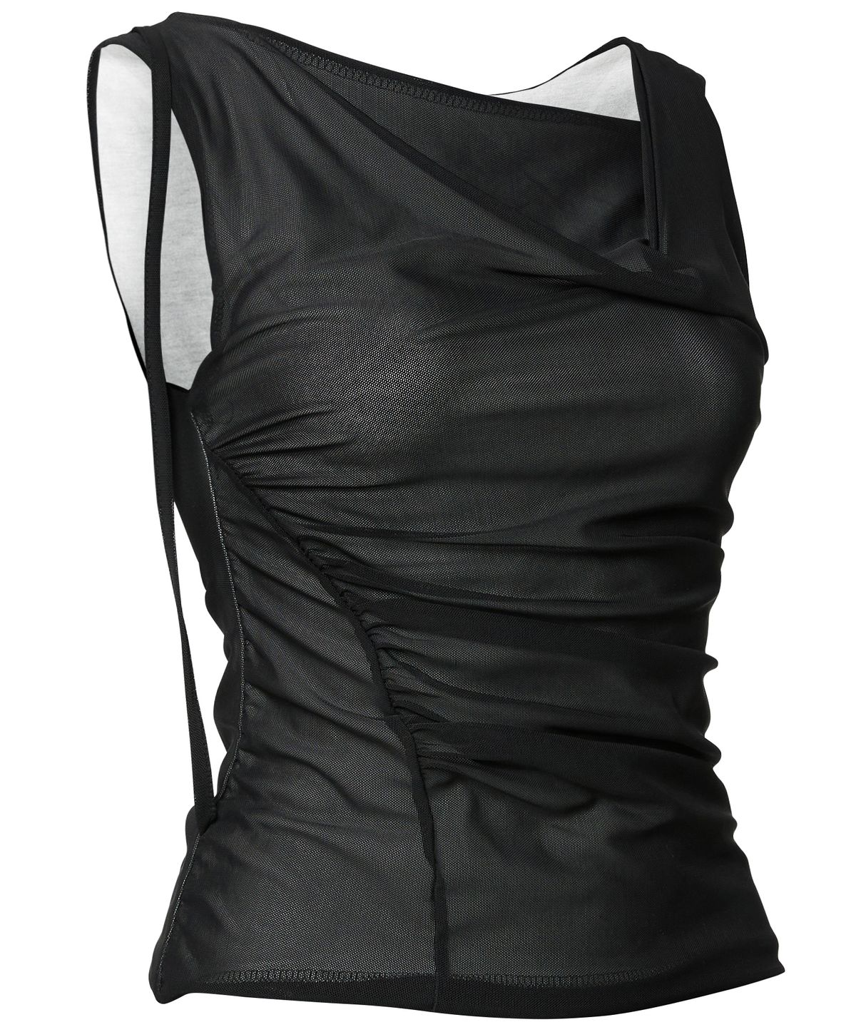 플레어업(FLAREUP) Draped Mesh Layered Sleeveless (FL-116_Black)