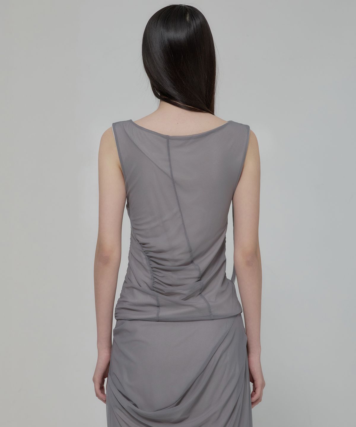 플레어업(FLAREUP) Draped Mesh Layered Sleeveless (FL-116_Gray)