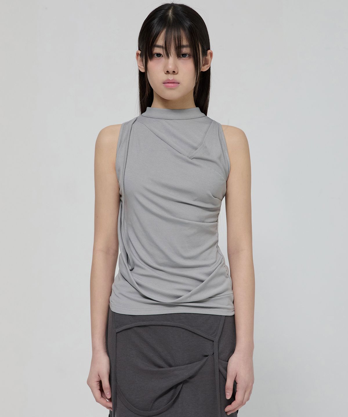 플레어업(FLAREUP) Draped Sleeveless Top (FL-135_Gray)