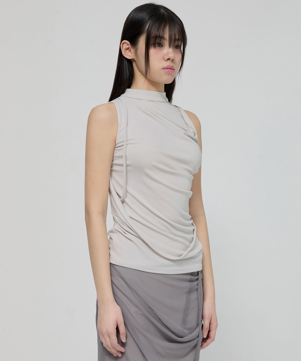 플레어업(FLAREUP) Draped Sleeveless Top (FL-135_Cloud White)