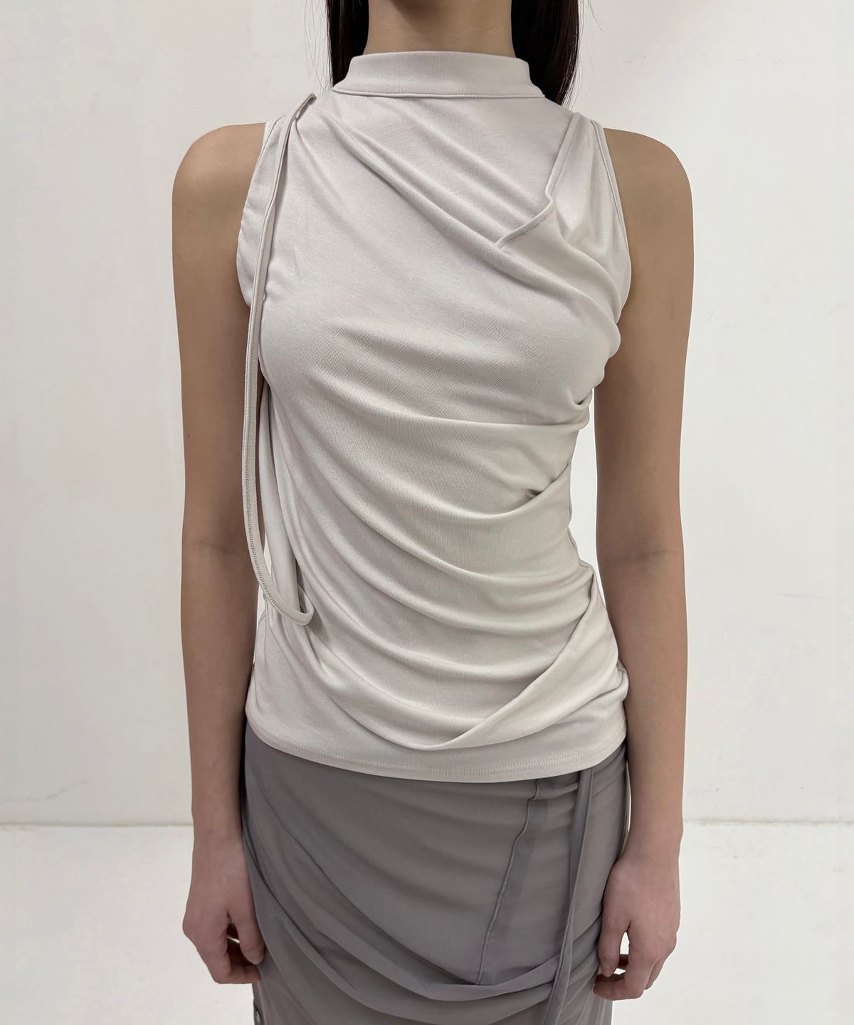 플레어업(FLAREUP) Draped Sleeveless Top (FL-135_Cloud White)