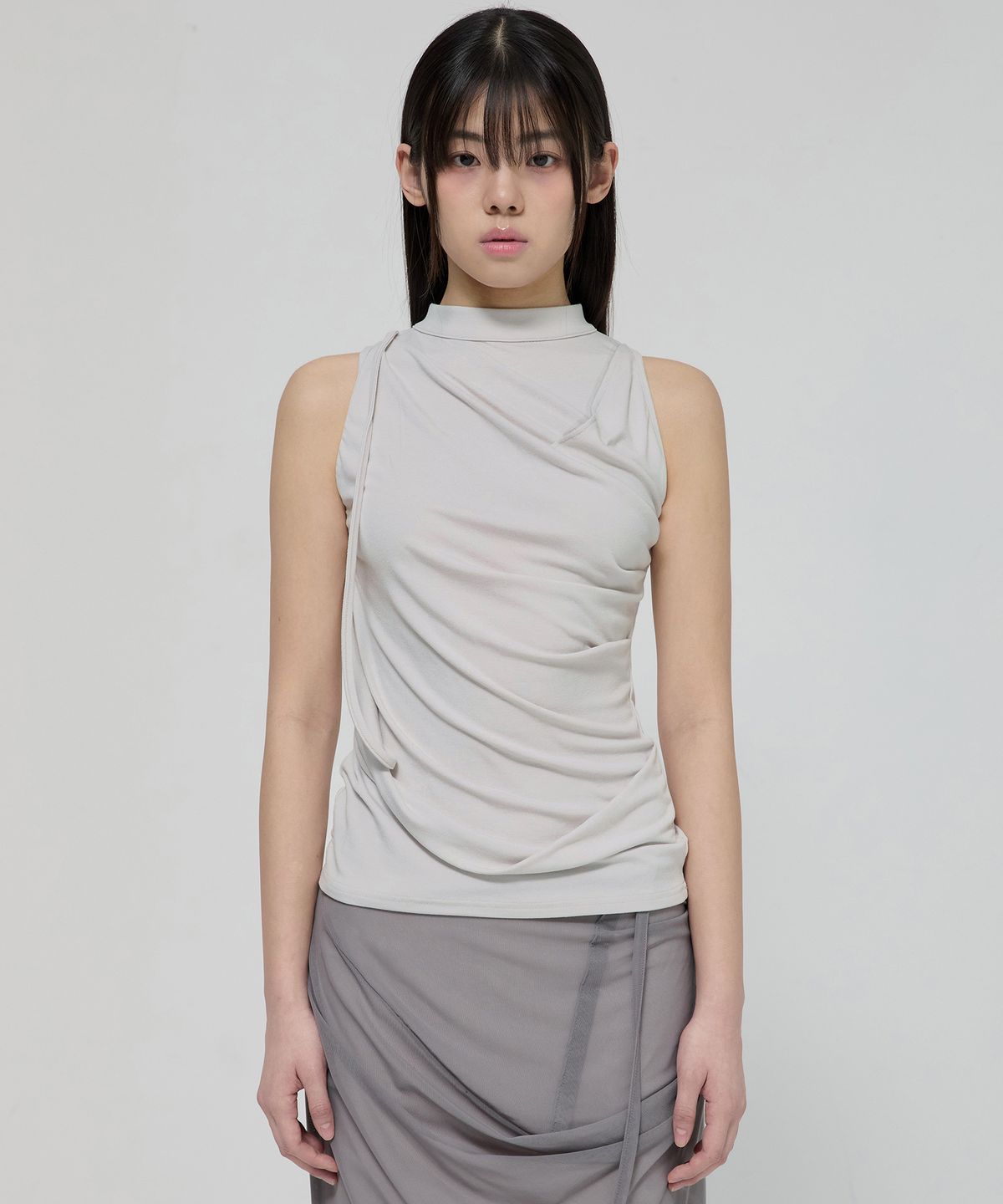 플레어업(FLAREUP) Draped Sleeveless Top (FL-135_Cloud White)