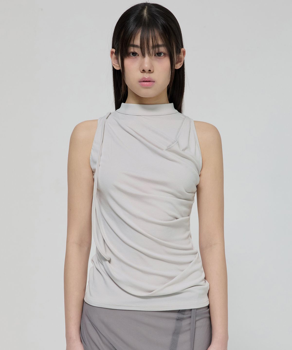 플레어업(FLAREUP) Draped Sleeveless Top (FL-135_Cloud White)