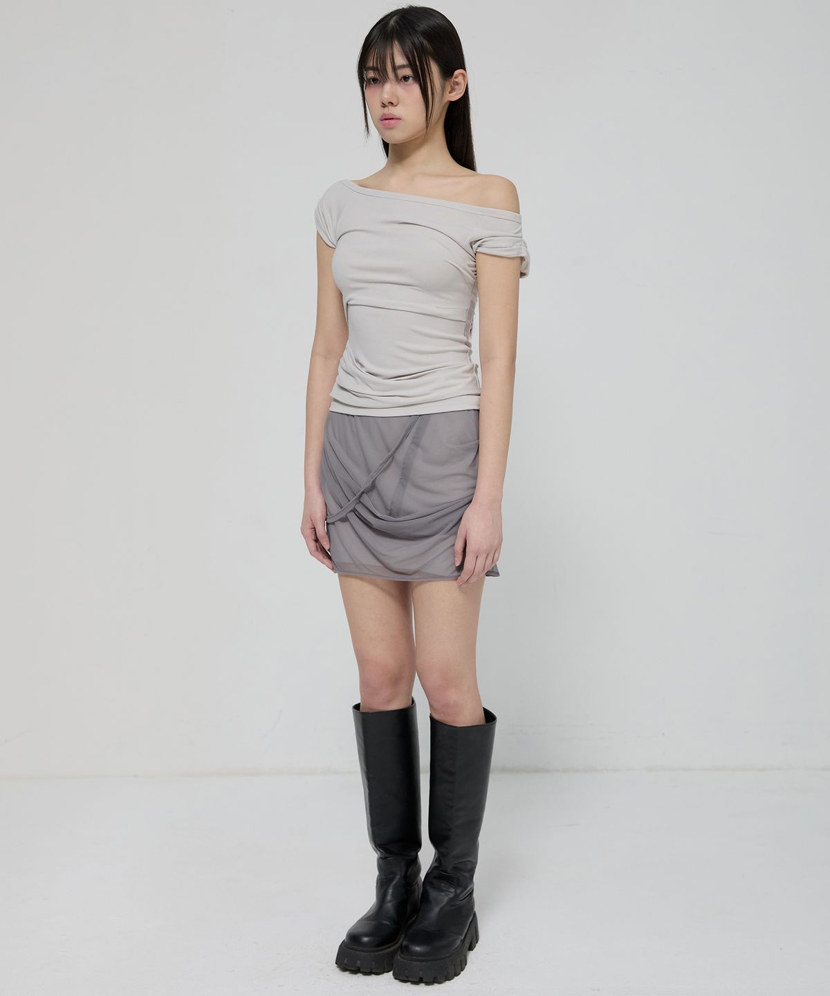 플레어업(FLAREUP) Draped Top (FL-130_Cloud White)