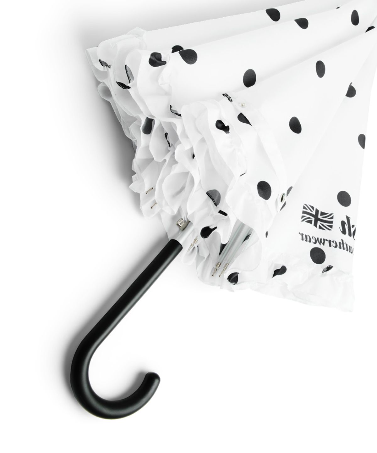 락피쉬웨더웨어(ROCKFISH WEATHERWEAR) FRILLED DOT UMBRELLA LONG - WHITE DOTS