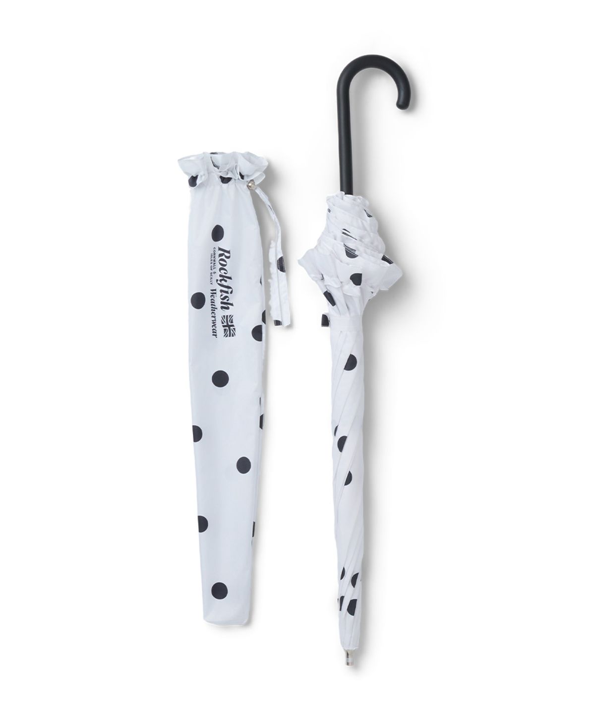 락피쉬웨더웨어(ROCKFISH WEATHERWEAR) FRILLED DOT UMBRELLA LONG - WHITE DOTS