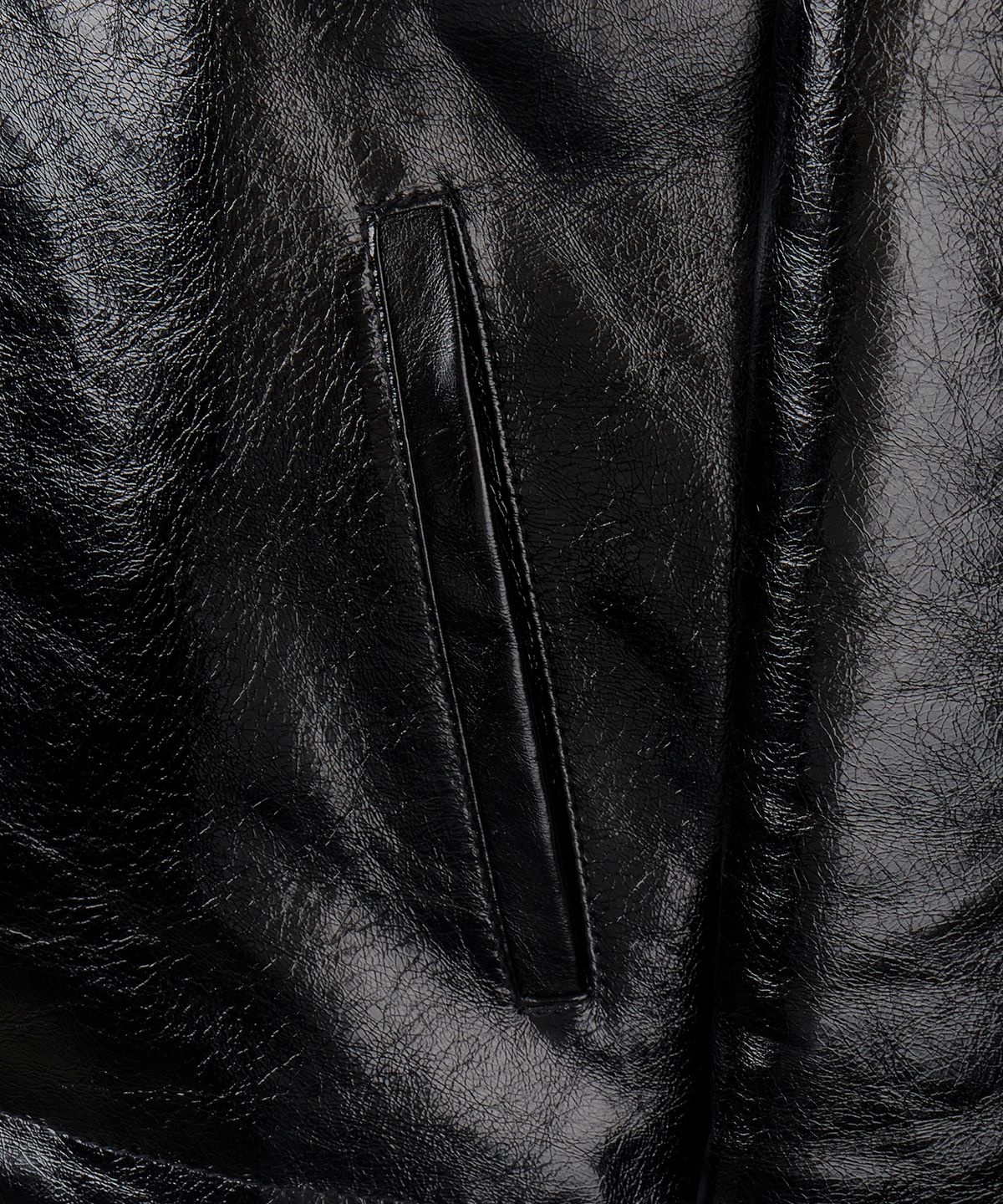 유지(YUJI) GLAZED LEATHER JACKET BLACK