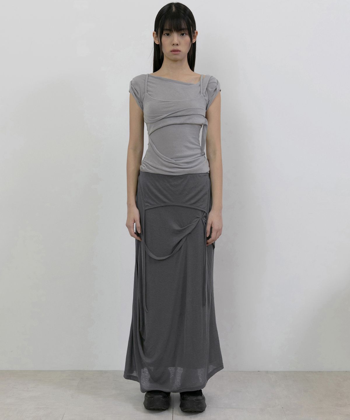 플레어업(FLAREUP) Layered Bustier T-Shirt (FL-108_Gray)