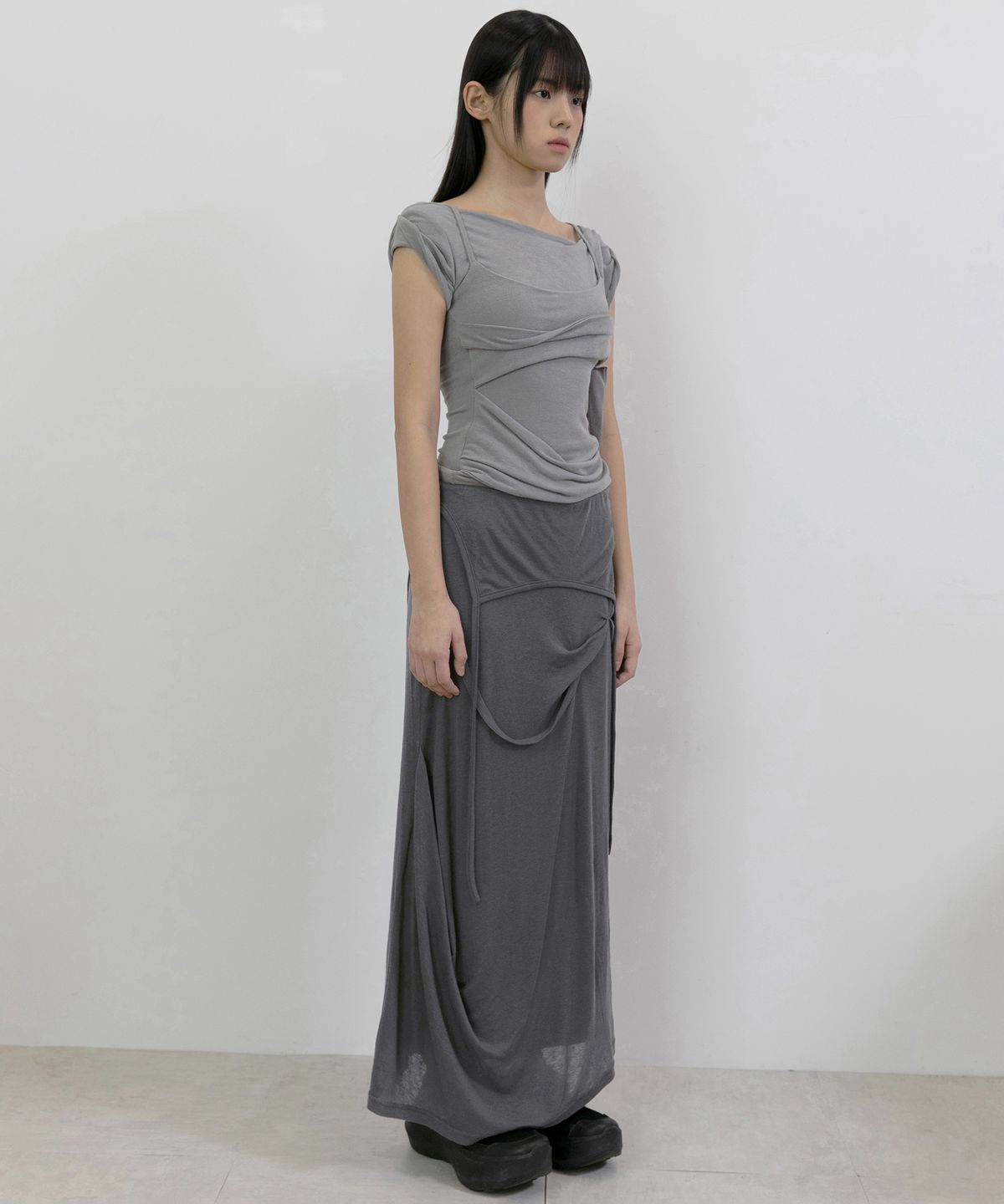 플레어업(FLAREUP) Layered Bustier T-Shirt (FL-108_Gray)