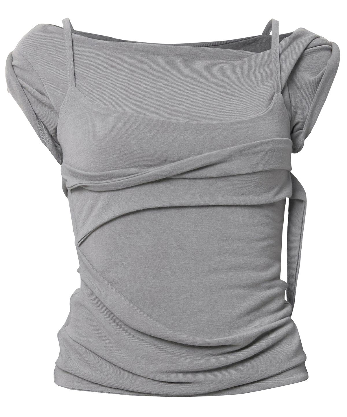 플레어업(FLAREUP) Layered Bustier T-Shirt (FL-108_Gray)