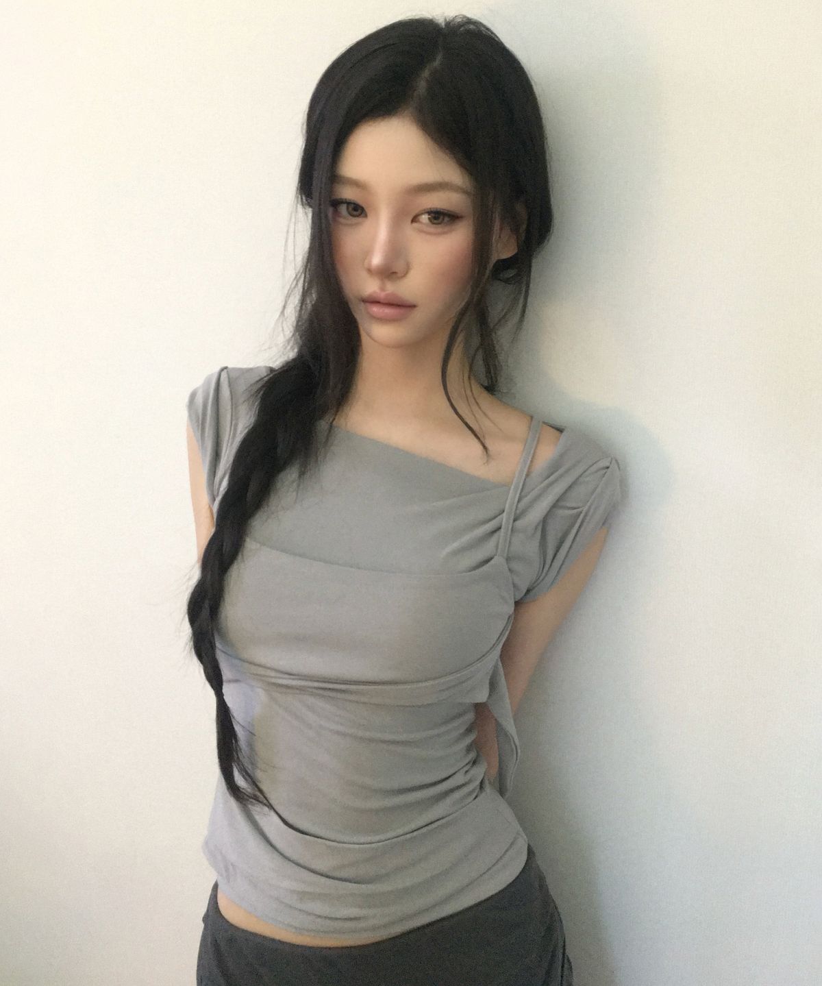 플레어업(FLAREUP) Layered Bustier T-Shirt (FL-108_Gray)