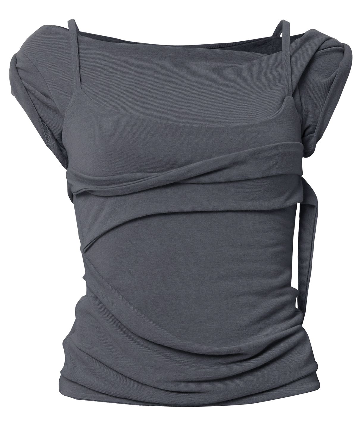 플레어업(FLAREUP) Layered Bustier T-Shirt (FL-108_Charcoal)