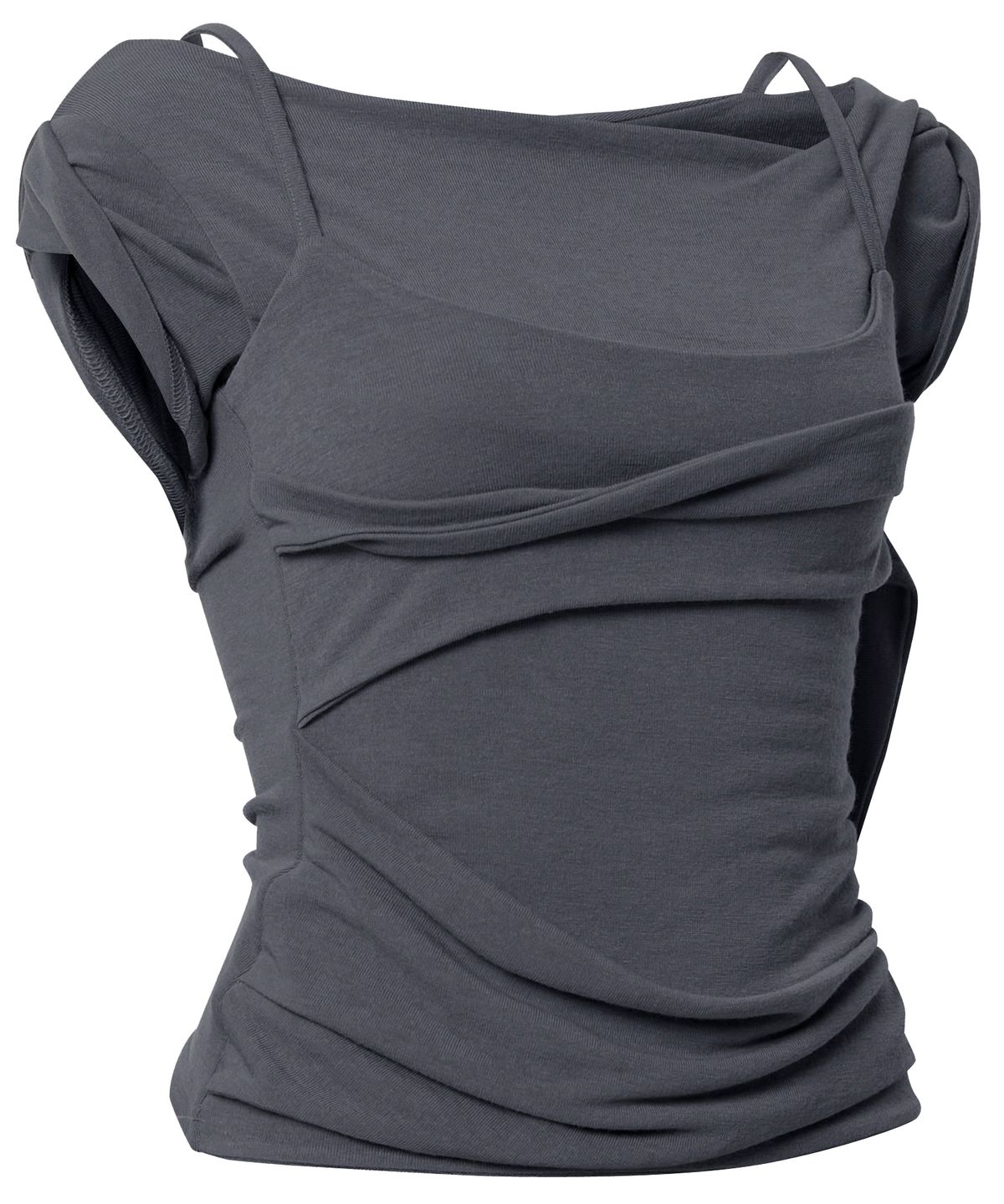 플레어업(FLAREUP) Layered Bustier T-Shirt (FL-108_Charcoal)