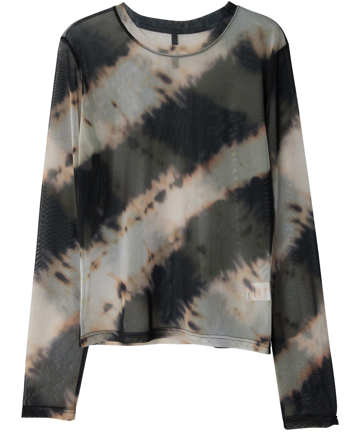 플레어업(FLAREUP) Sheer Mesh Long Sleeve (FL-142_Black&Sand Beige)