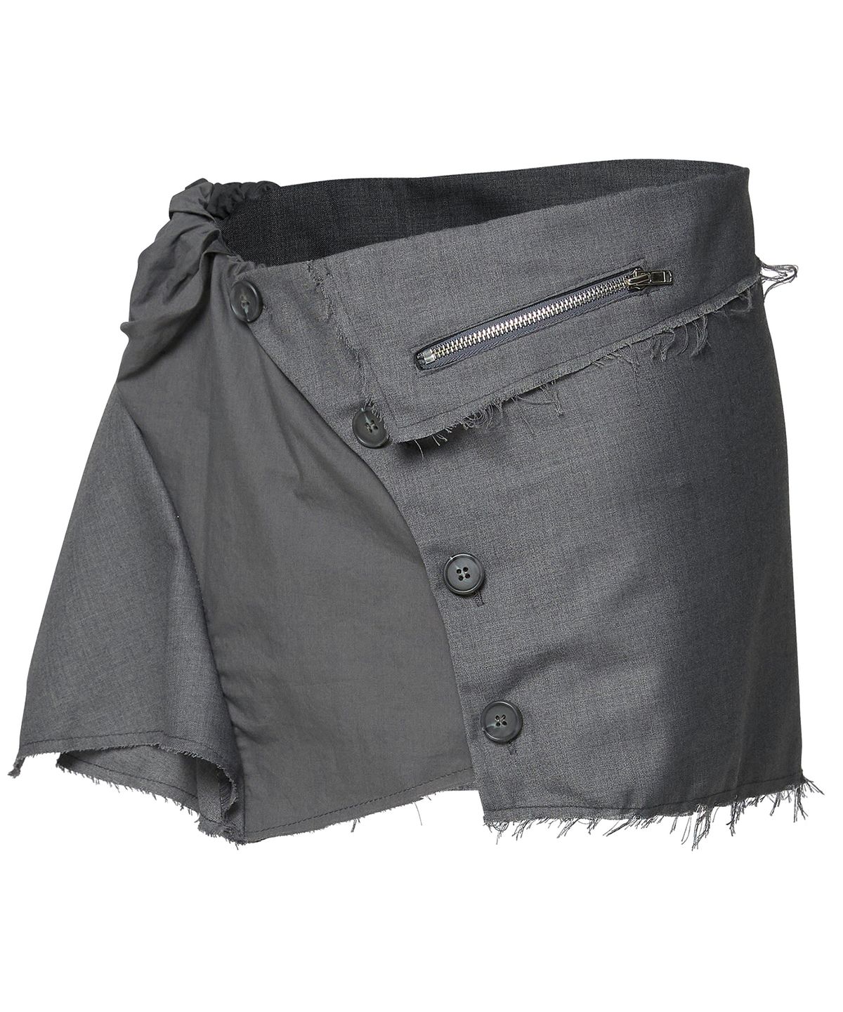 플레어업(FLAREUP) Asymmetrical Layered Mini Skirt (FL-267_Dark Gray)