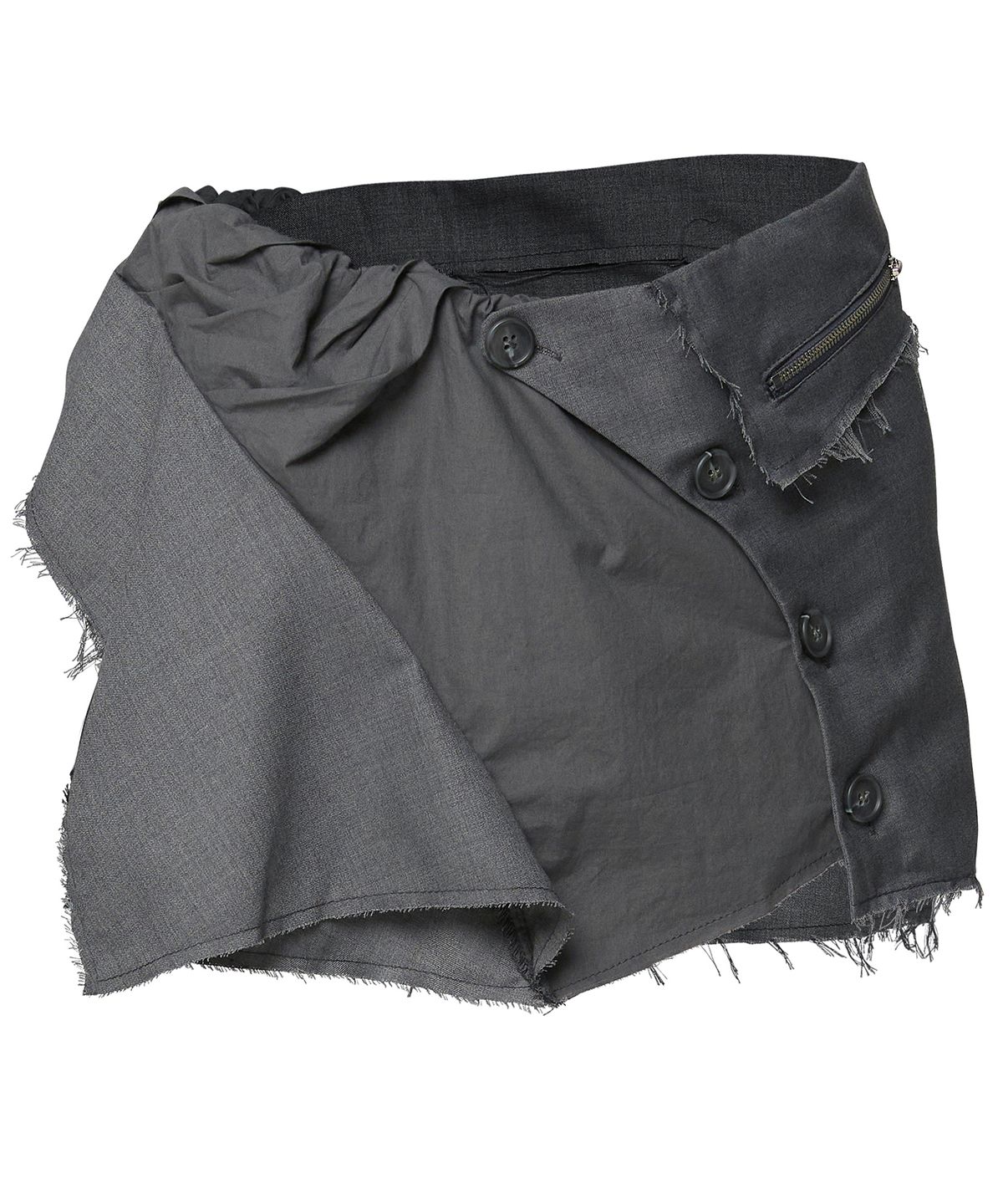 플레어업(FLAREUP) Asymmetrical Layered Mini Skirt (FL-267_Dark Gray)