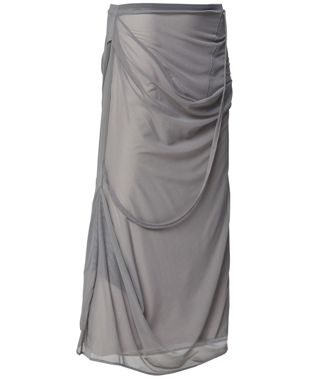 플레어업(FLAREUP) Draped Mesh Layered Long Skirt (FL-264_Gray)