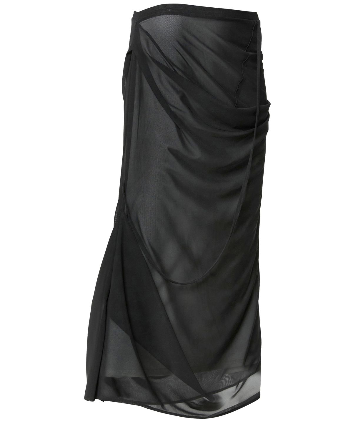 플레어업(FLAREUP) Draped Mesh Layered Long Skirt (FL-264_Black)