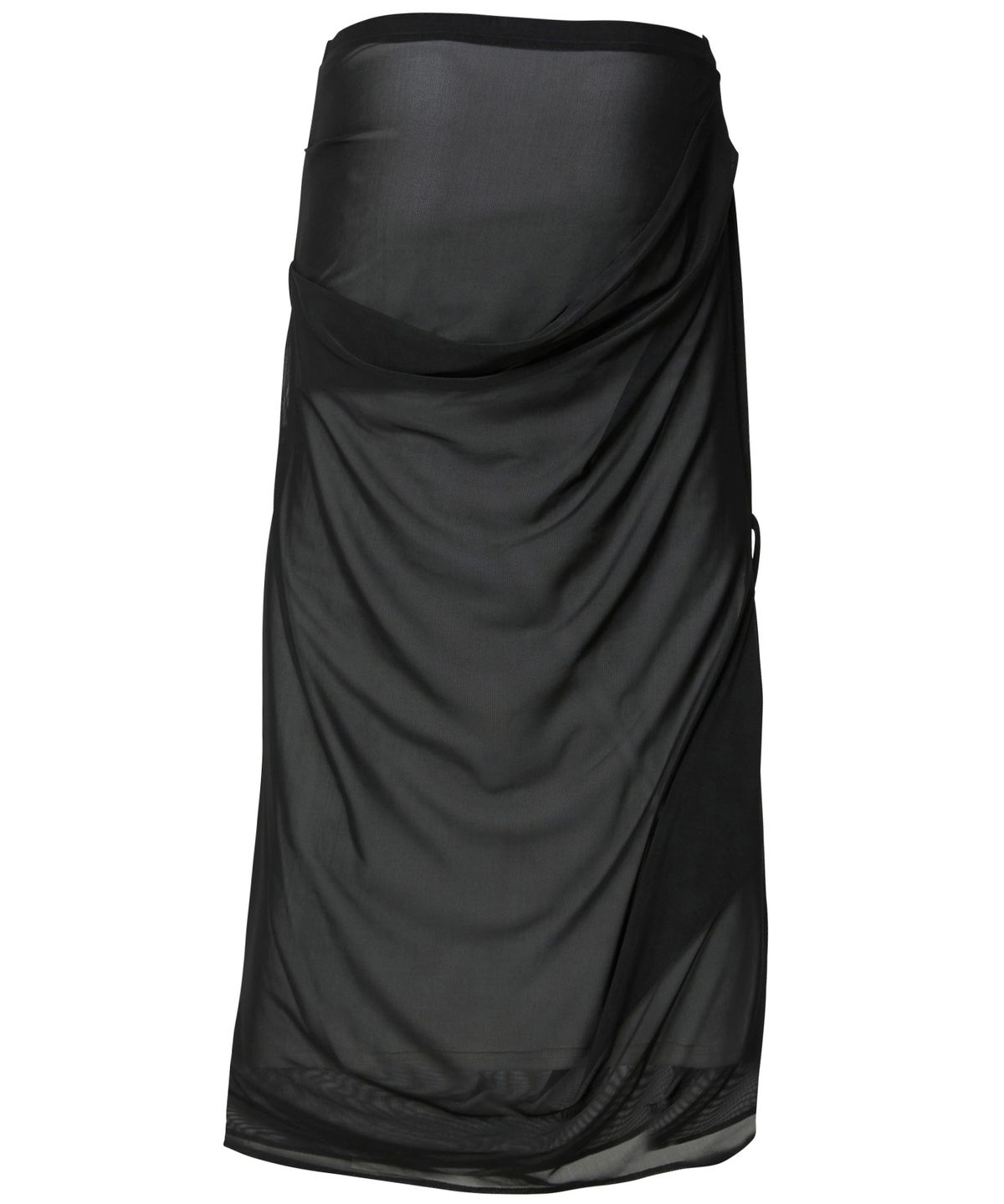 플레어업(FLAREUP) Draped Mesh Layered Long Skirt (FL-264_Black)