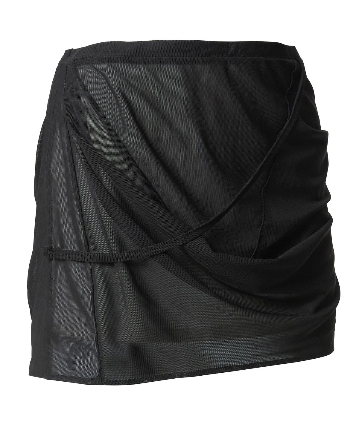 플레어업(FLAREUP) Draped Mesh Layered Mini Skirt (FL-265_Black)