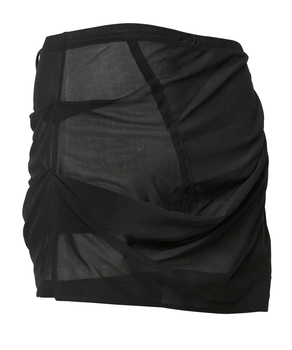 플레어업(FLAREUP) Draped Mesh Layered Mini Skirt (FL-265_Black)