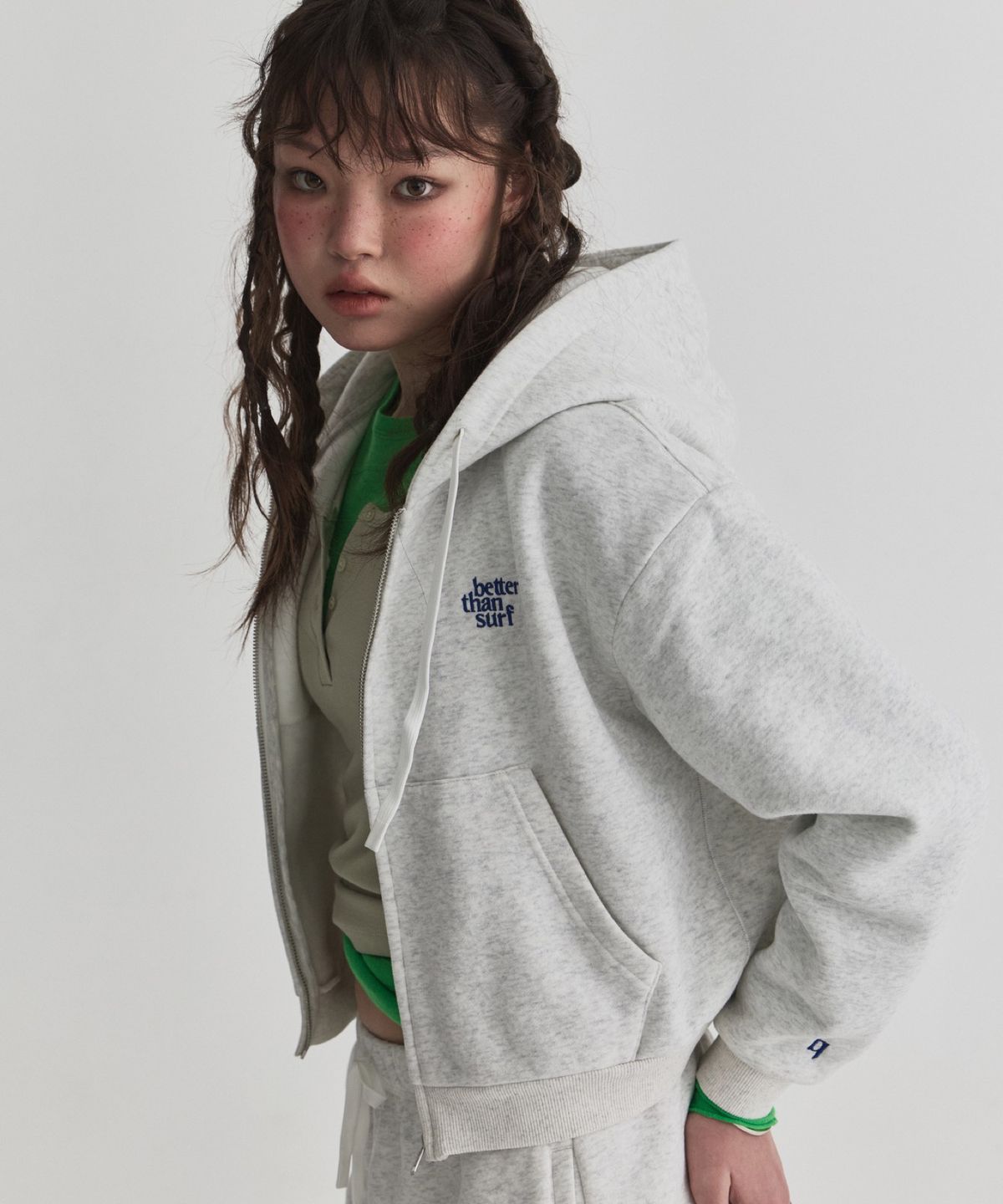 배러댄서프(BETTER THAN SURF) EUPHORIA CROP ZIPUP HOODIE - GRAY