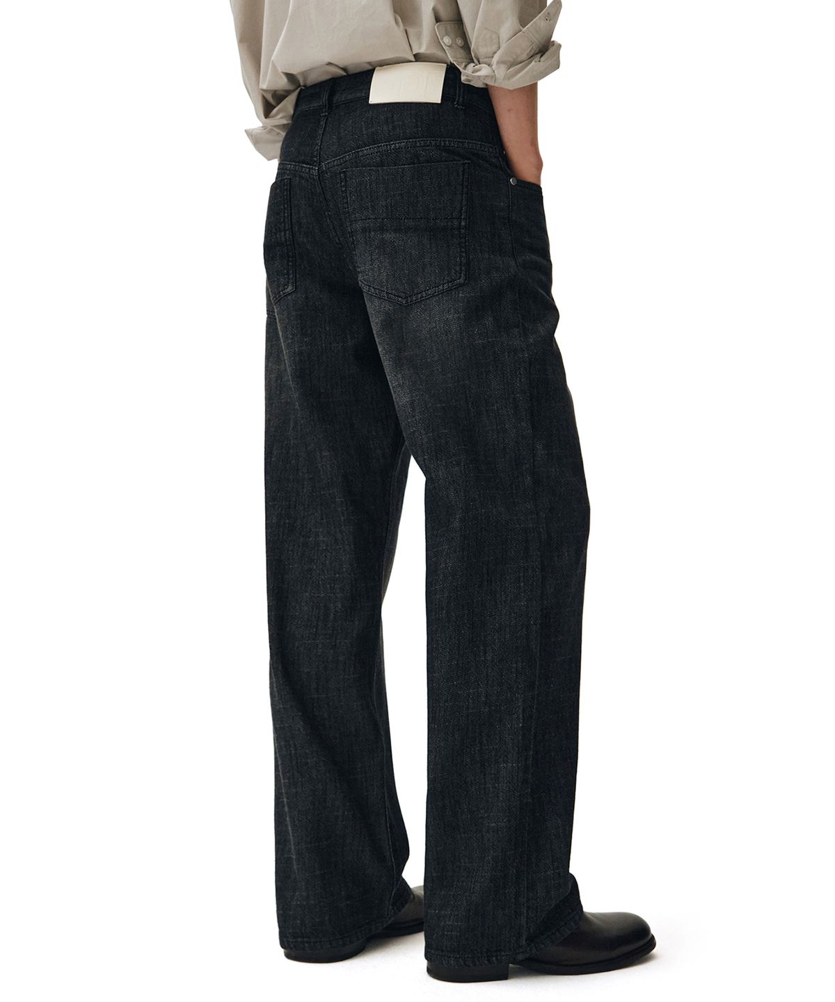 데케트(DECET) [린넨라이크]Linen Like Mid Rise Wide Jeans DCPT039Black