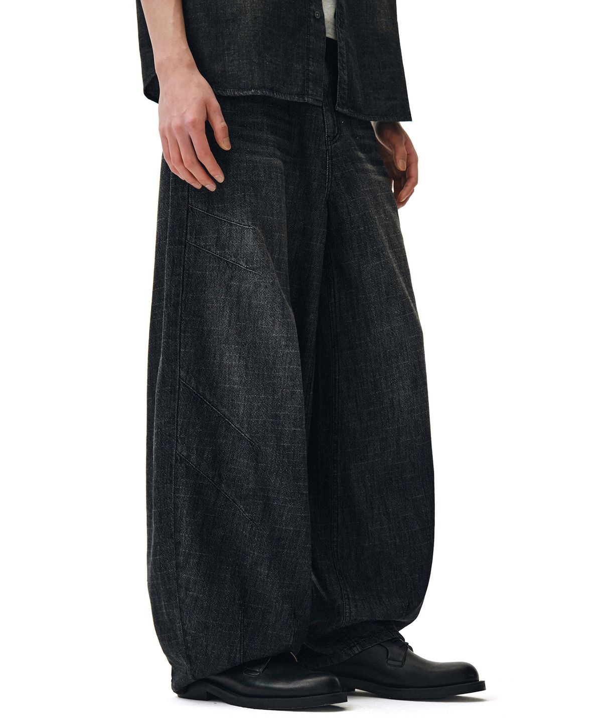 데케트(DECET) [린넨라이크]Linen Like Ballon Wide Jeans DCPT060Black