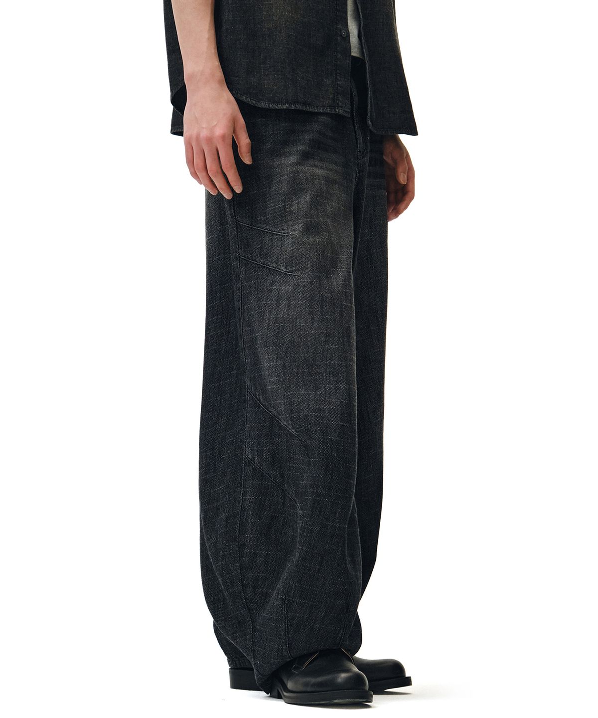 데케트(DECET) [린넨라이크]Linen Like Ballon Wide Jeans DCPT060Black