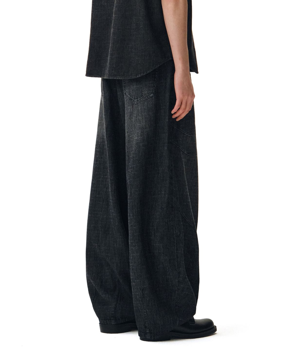 데케트(DECET) [린넨라이크]Linen Like Ballon Wide Jeans DCPT060Black