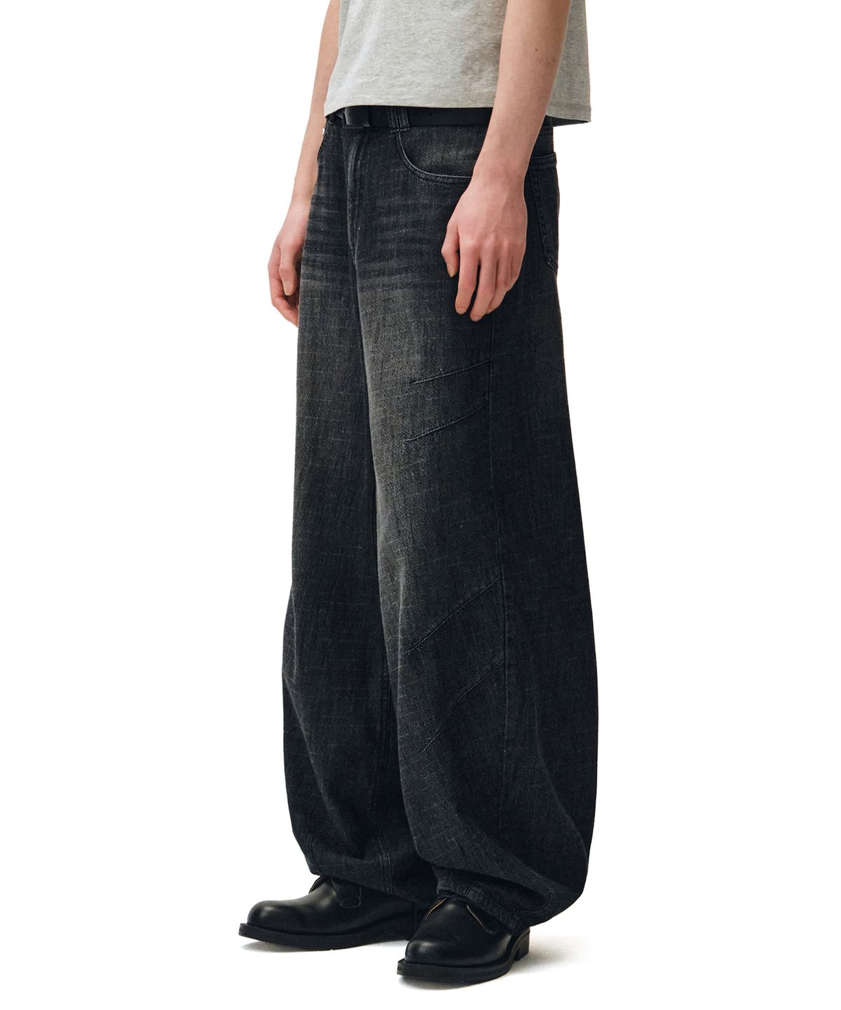 데케트(DECET) [린넨라이크]Linen Like Ballon Wide Jeans DCPT060Black