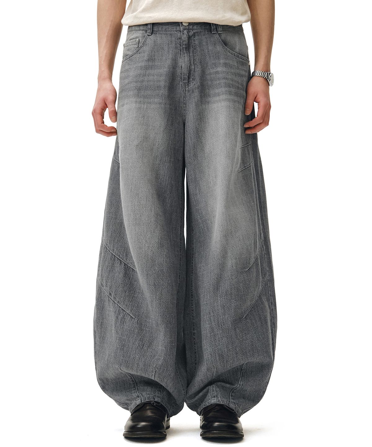 데케트(DECET) [린넨라이크]Linen Like Ballon Wide Jeans DCPT060Gray