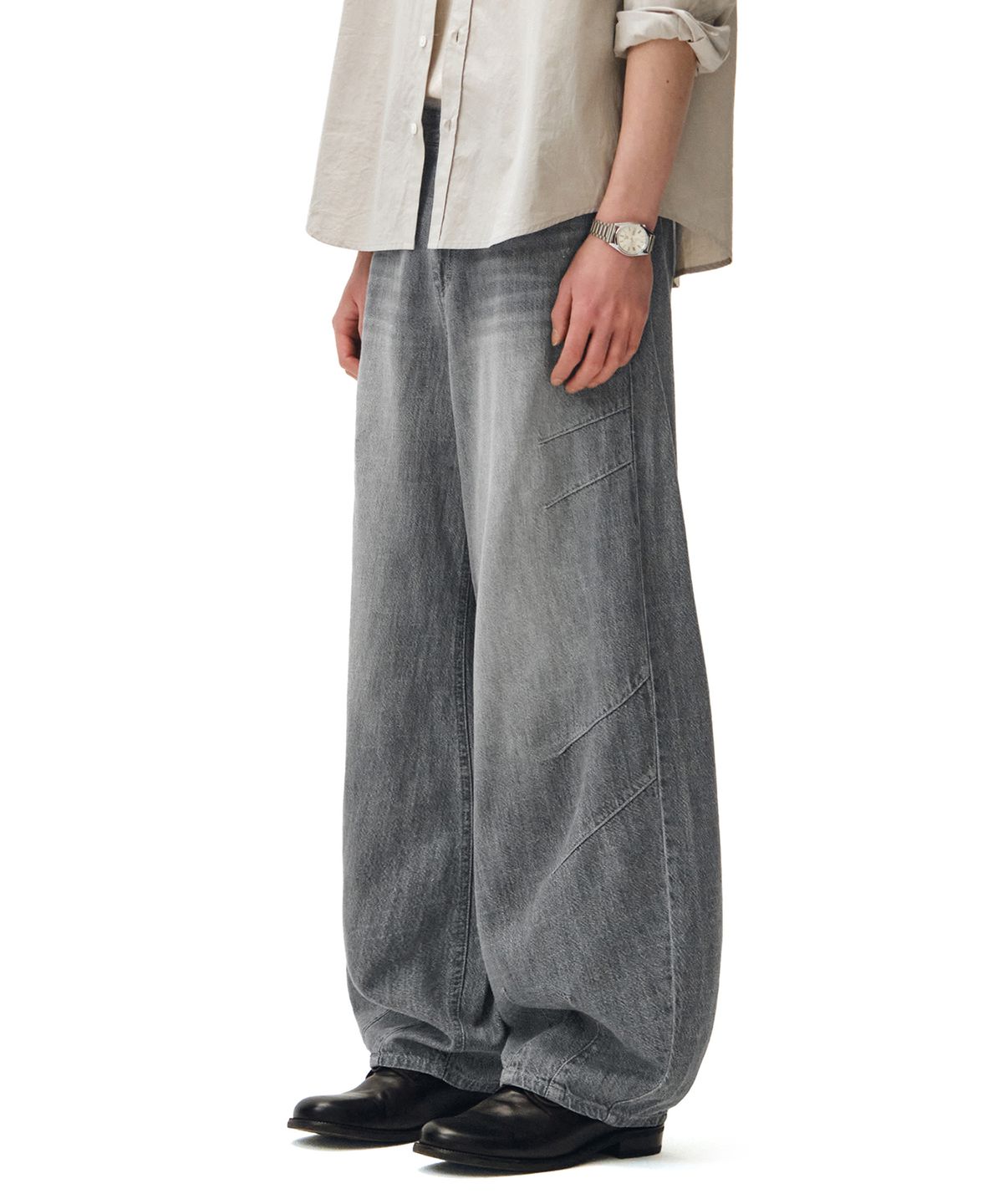 데케트(DECET) [린넨라이크]Linen Like Ballon Wide Jeans DCPT060Gray