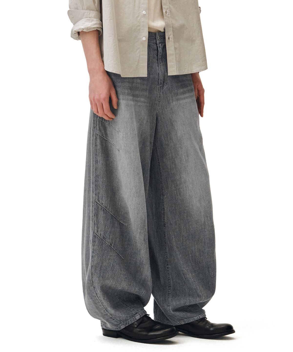데케트(DECET) [린넨라이크]Linen Like Ballon Wide Jeans DCPT060Gray