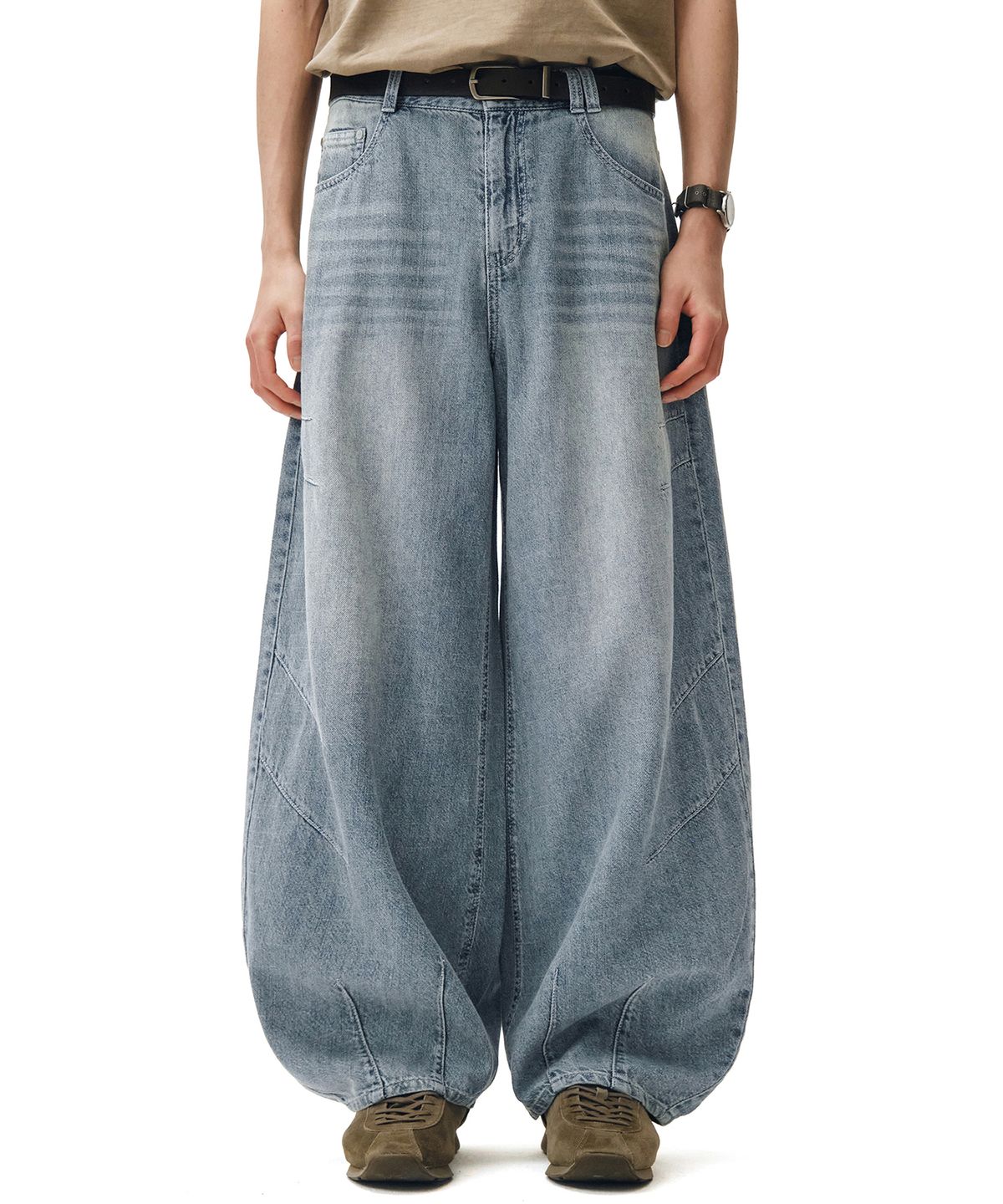 데케트(DECET) [린넨라이크]Linen Like Ballon Wide Jeans DCPT060Lightblue